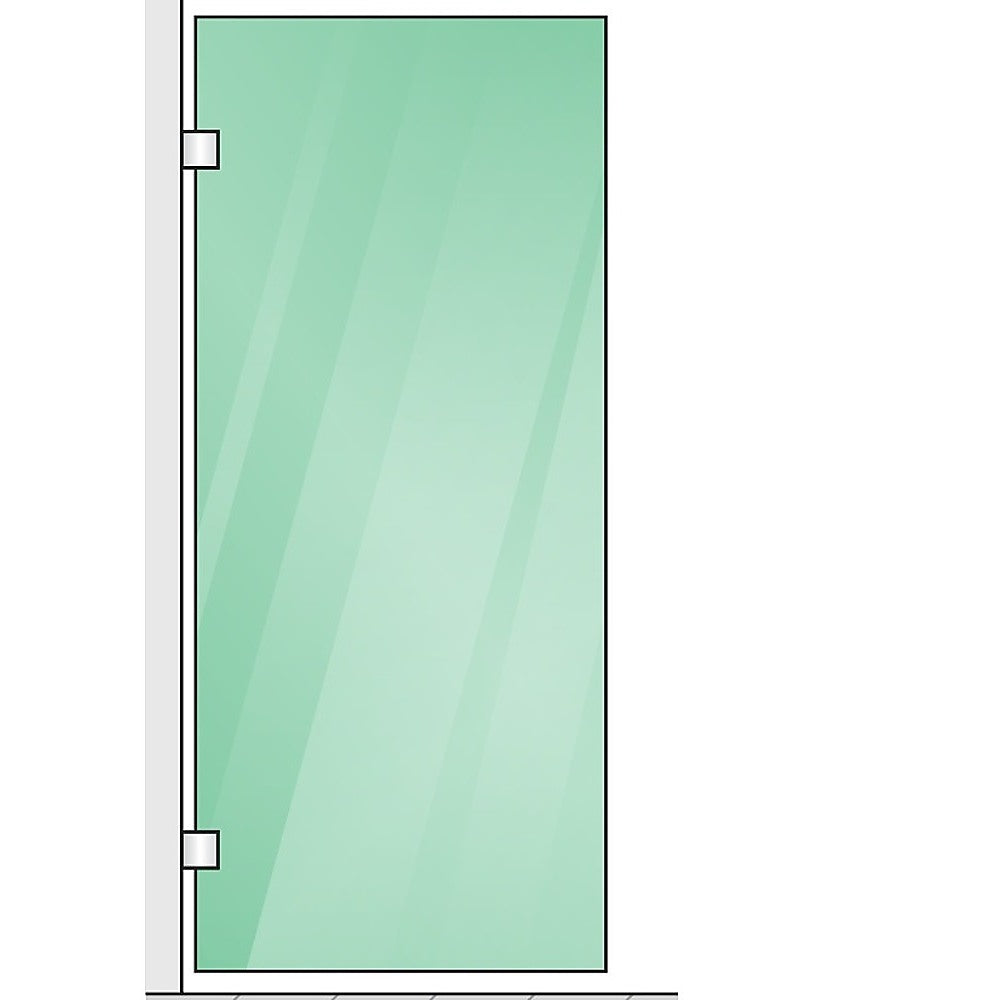 100x70cm Corner Frameless Shower Screen with Black Brackets and SS Hinges, Square Knob Handle