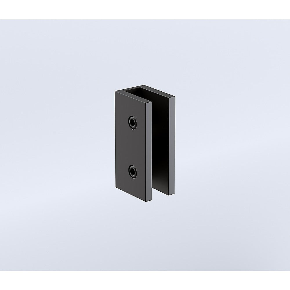 100x80cm Corner Frameless Shower Screen with Black Brackets and SS Hinges, Square Knob Handle