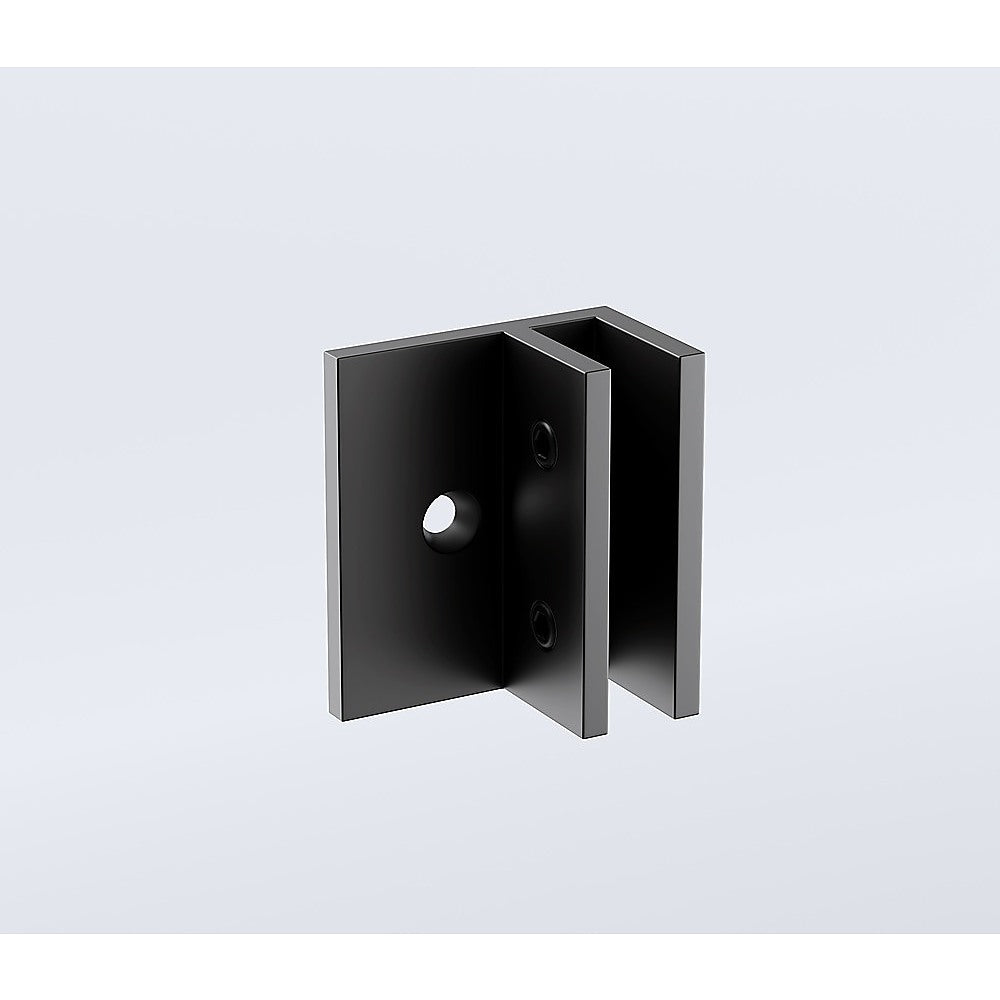 100x90cm Corner Frameless Shower Screen with Black Brackets and SS Hinges, Square Knob Handle