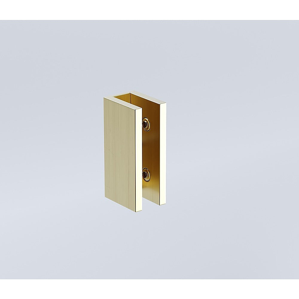 100x90cm Corner Frameless Shower Screen with Gold Brackets and SS Hinges, Square Knob Handle