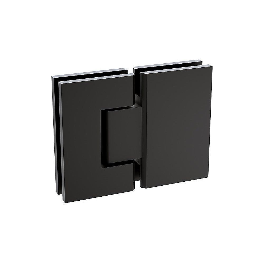 100x100cm Corner Frameless Shower Screen with Black Brackets and SS Hinges, Square Knob Handle