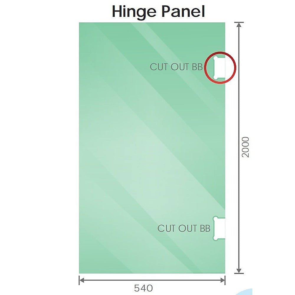 120x110cm Corner Frameless Shower Screen with Chrome Brackets and SS Hinges, Square Knob Handle