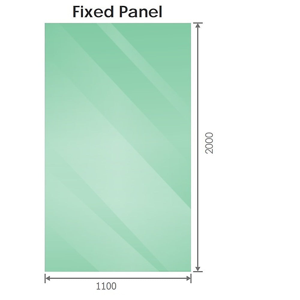 120x110cm Corner Frameless Shower Screen with Chrome Brackets and SS Hinges, Square Knob Handle