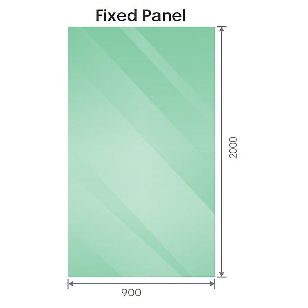 100x90cm Corner Frameless Shower Screen with White Brackets and SS Hinges, Round Knob Handle