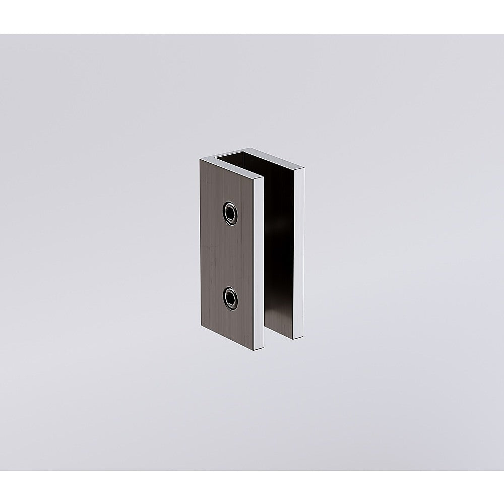 90x70cm Corner Frameless Shower Screen with Gunmetal Brackets and SS Hinges, Square Double Pull Handle