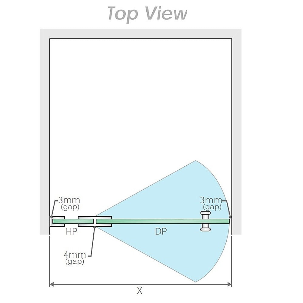 110x90cm Corner Frameless Shower Screen with White Brackets and SS Hinges, Square Double Pull Handle