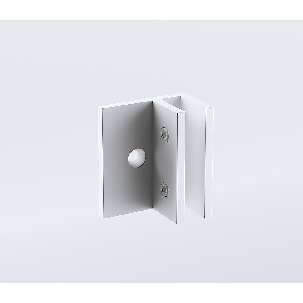 110x90cm Corner Frameless Shower Screen with White Brackets and SS Hinges, Square Double Pull Handle