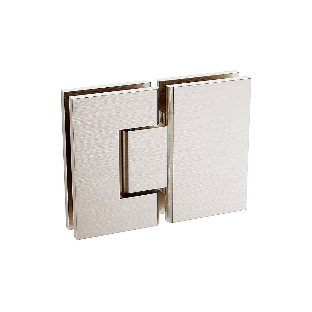 90x80cm Corner Frameless Shower Screen with Nickel Brackets and Brass Hinges, Square Double Pull Handle