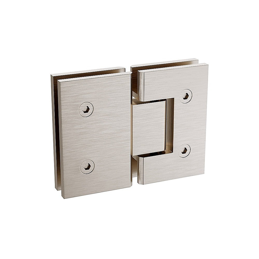 110x90cm Corner Frameless Shower Screen with Nickel Channel and SS Hinges, Round Knob Handle