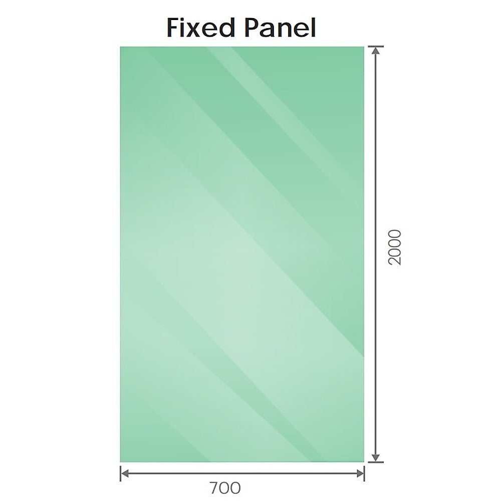 90x70cm Corner Frameless Shower Screen with Nickel Channel and Brass Hinges, Round Knob Handle