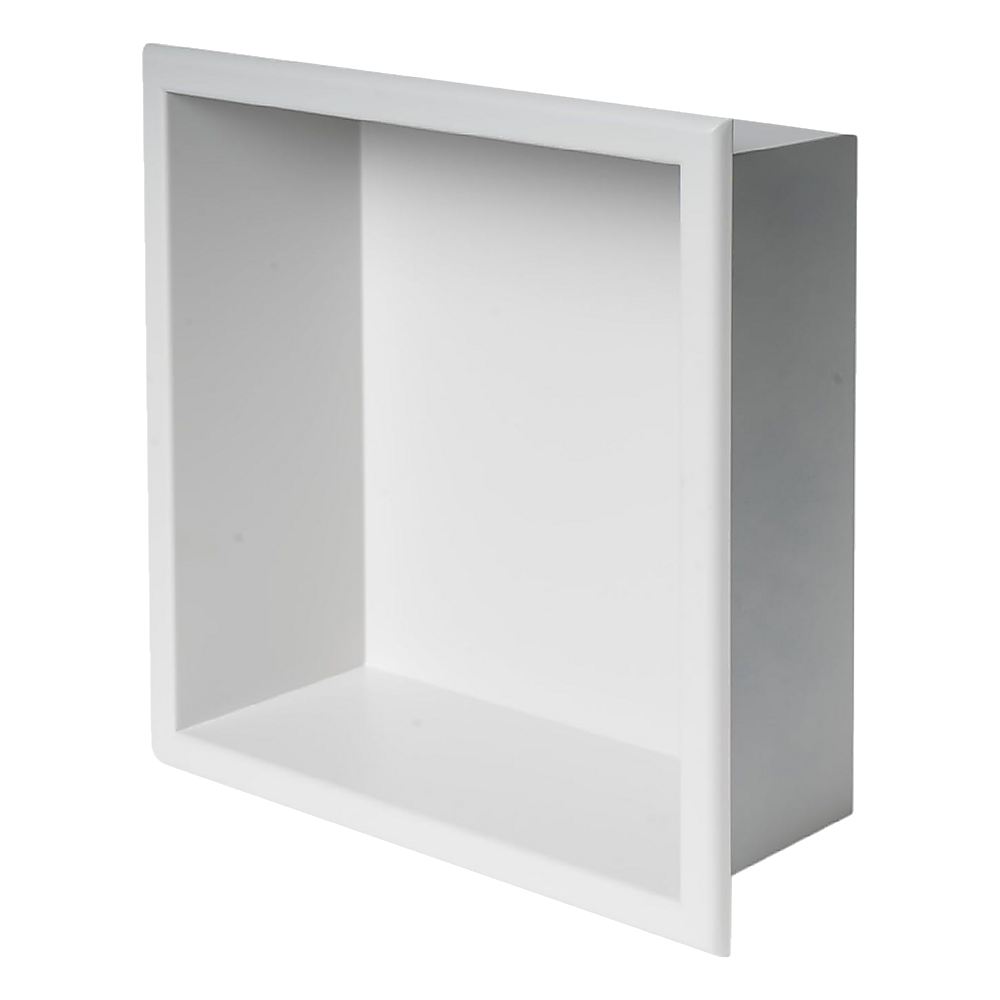 336 x 336 x 101mm Shower Niche Single Shelf Organizer No Tile Needed in White