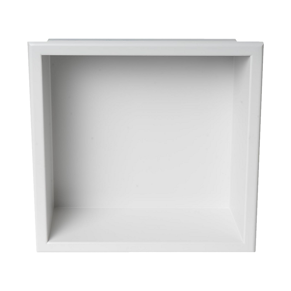 336 x 336 x 101mm Shower Niche Single Shelf Organizer No Tile Needed in White