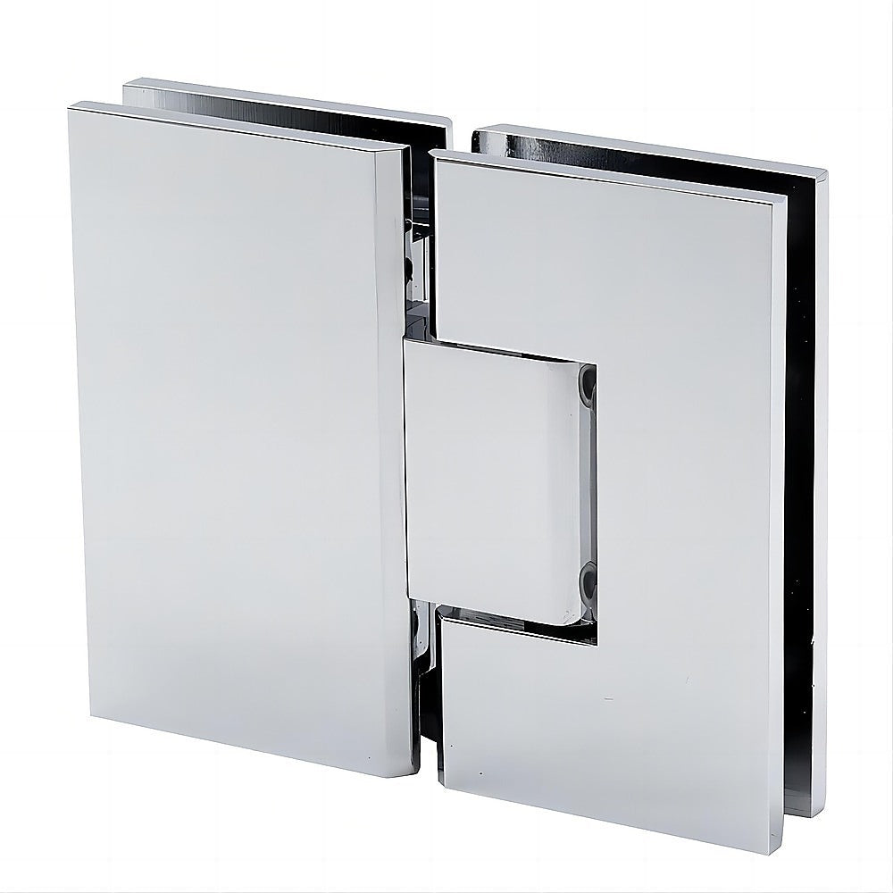 90x100cm Double Door Corner Shower Screen with Chrome Brackets and Brass Hinges, Round Knob Handle