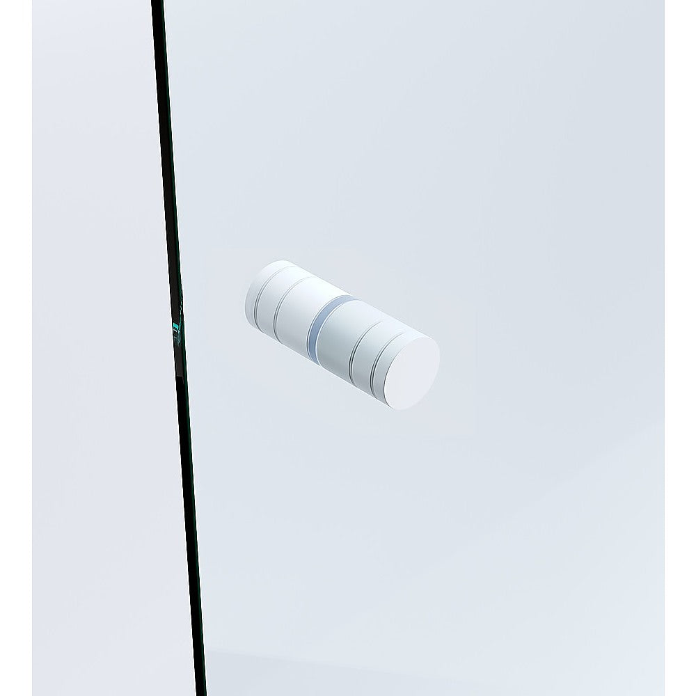 90cm Frameless Diamond Shower Screen with White Brackets and SS Hinges, Round Knob Handle