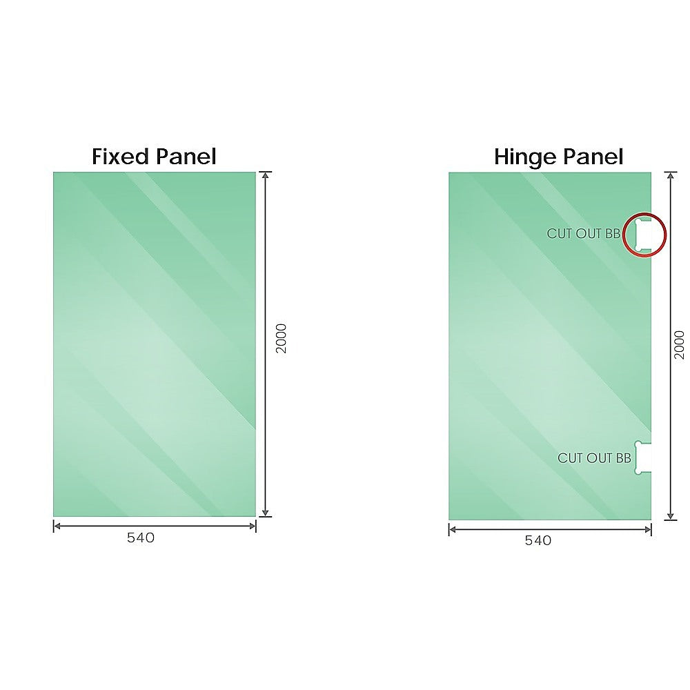 100cm Frameless Diamond Shower Screen with Nickel Brackets and SS Hinges, Square Knob Handle