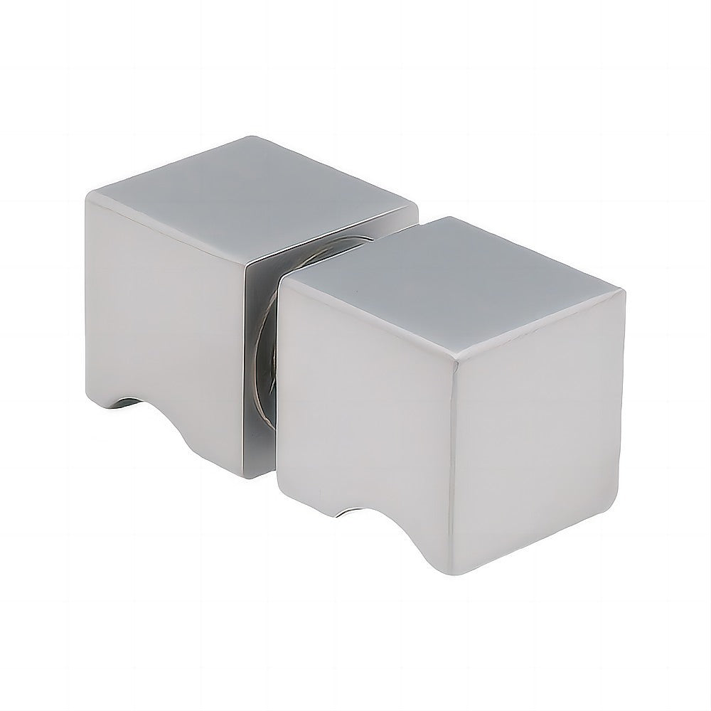 100cm Frameless Diamond Shower Screen with Nickel Brackets and SS Hinges, Square Knob Handle