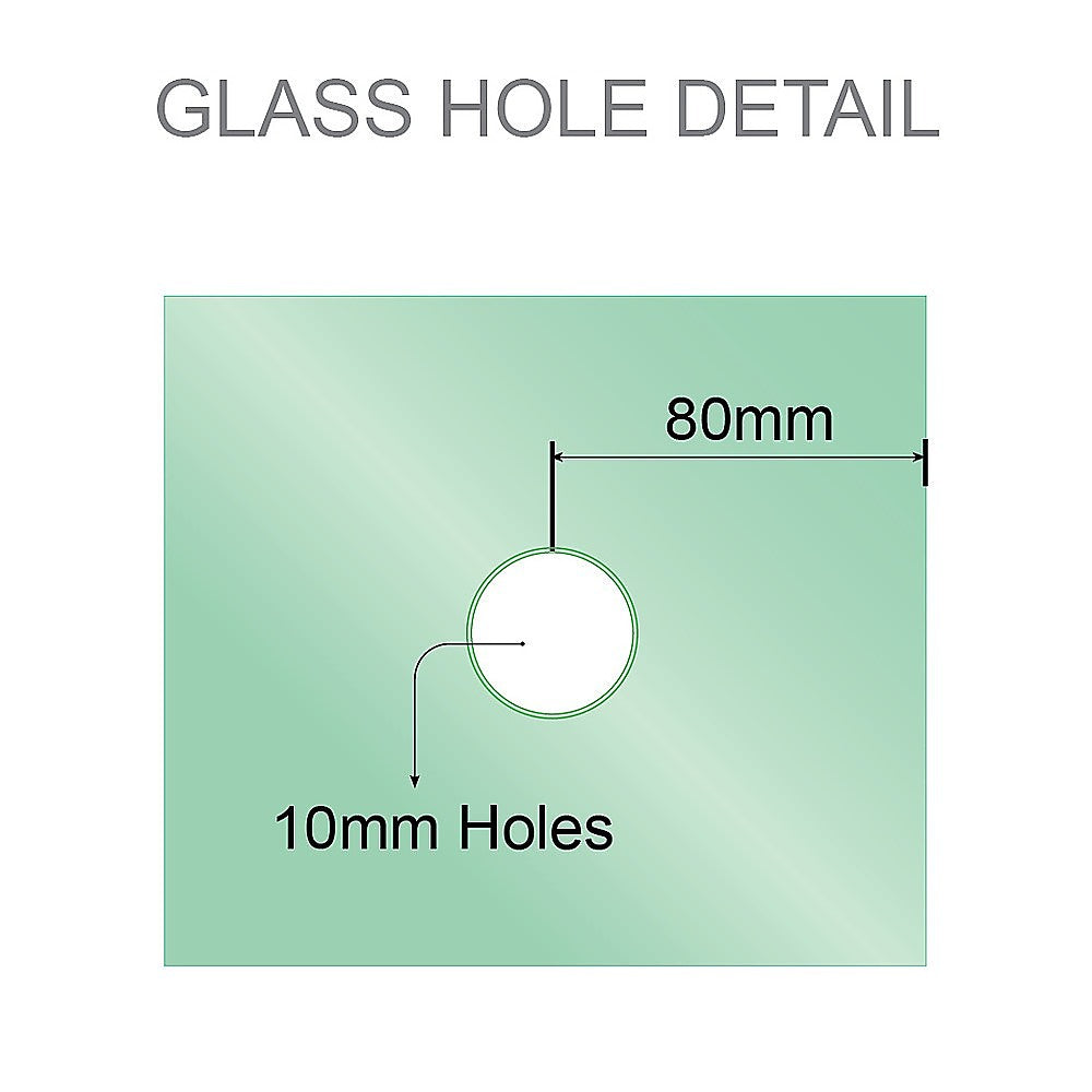100cm Frameless Diamond Shower Screen with Nickel Brackets and SS Hinges, Square Knob Handle