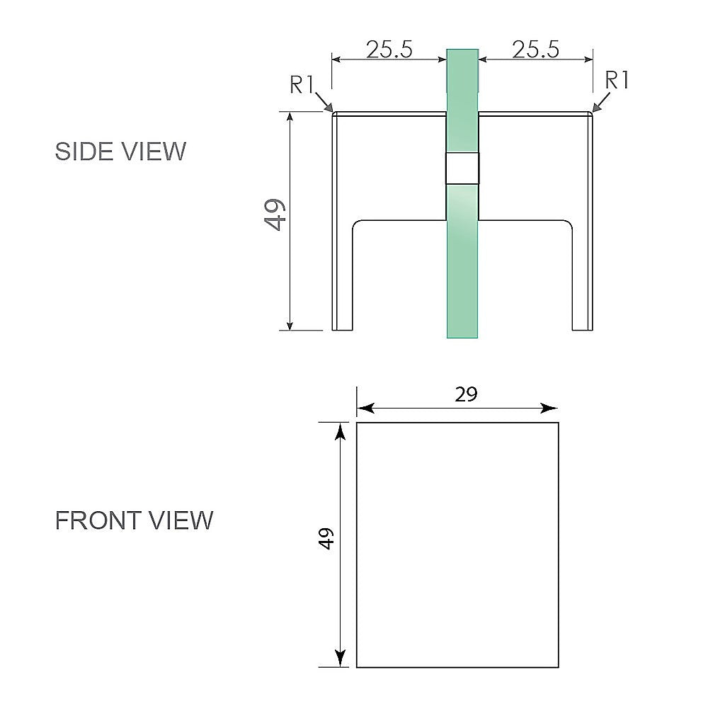 100cm Frameless Diamond Shower Screen with Chrome Brackets and SS Hinges, Square Double Pull Handle