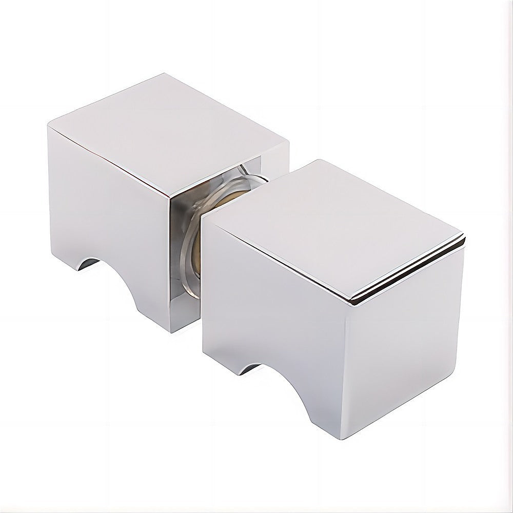 90cm Frameless Diamond Shower Screen with Chrome Brackets and Brass Hinges, Square Knob Handle