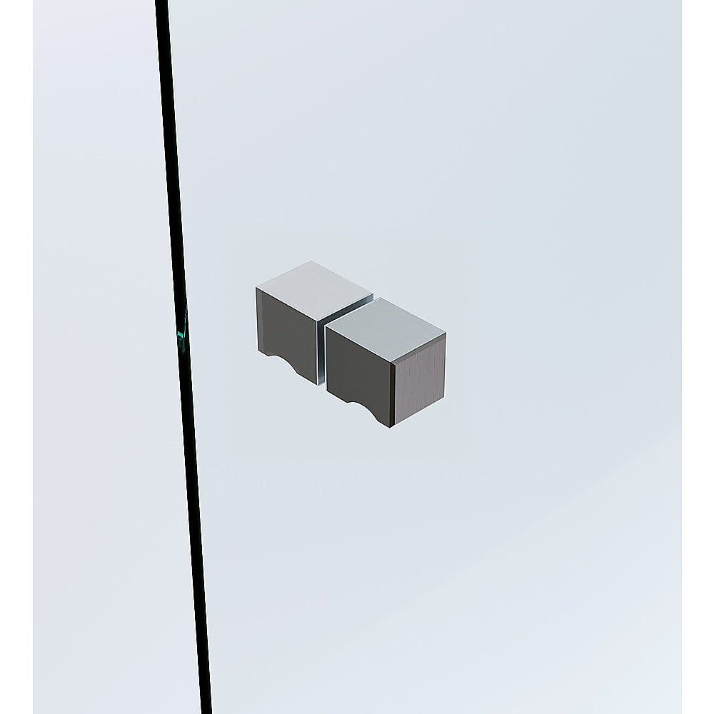 90cm Frameless Diamond Shower Screen with Gunmetal Brackets and Brass Hinges, Square Knob Handle