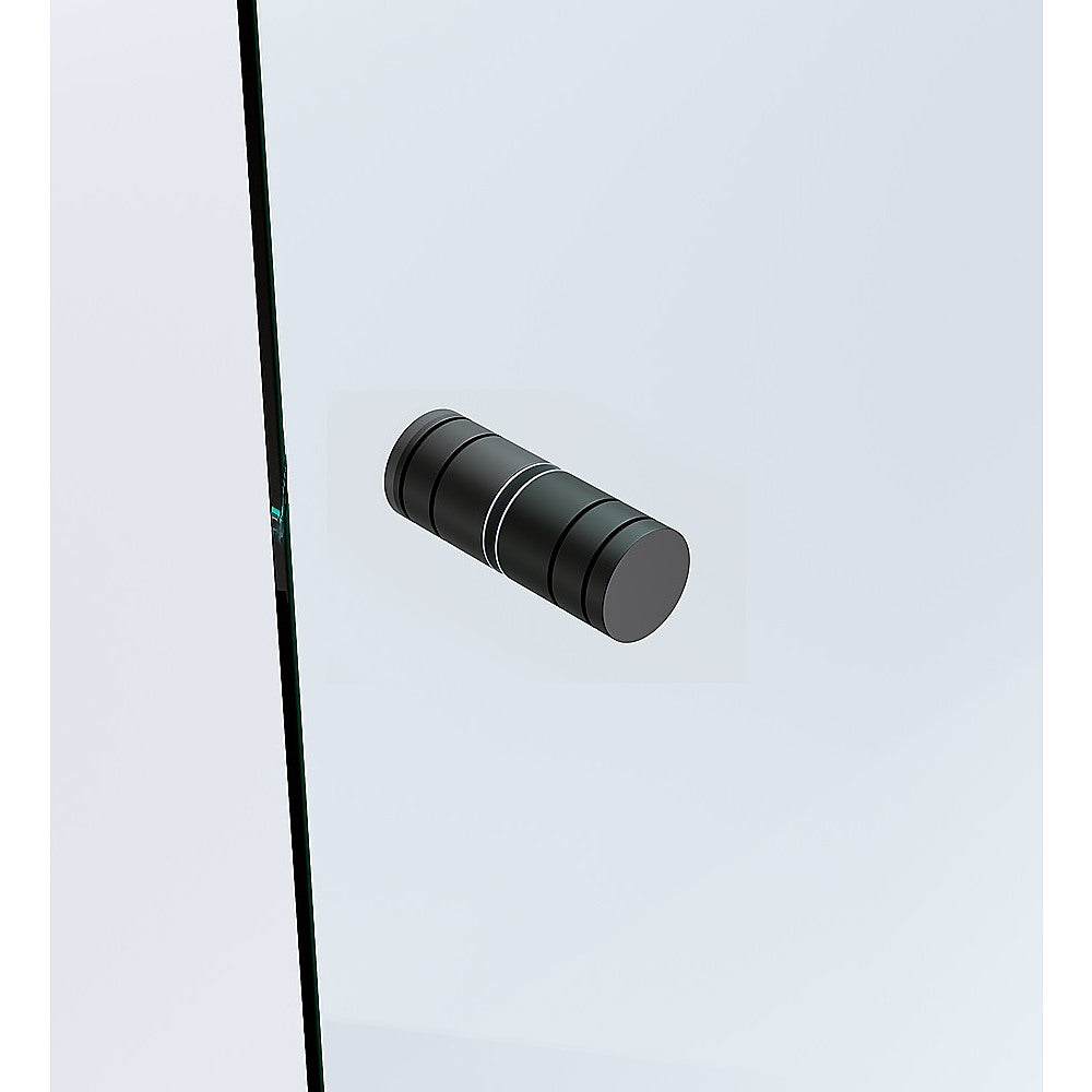 90cm Frameless Diamond Shower Screen with Black Brackets and Brass Hinges, Round Knob Handle