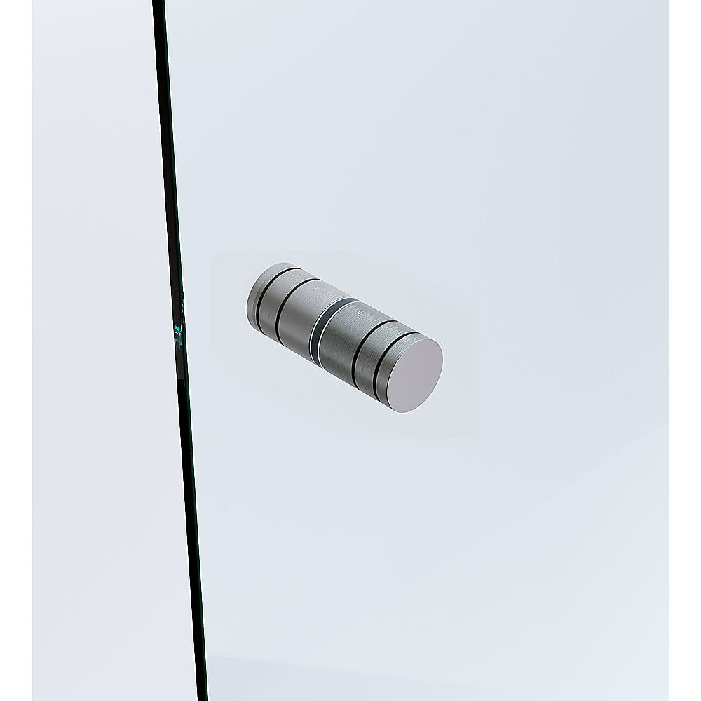 90cm Frameless Diamond Shower Screen with Gunmetal Brackets and Brass Hinges, Round Knob Handle