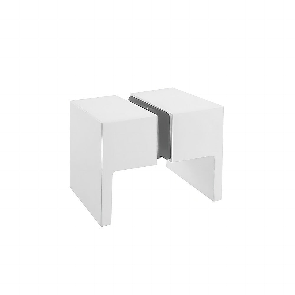 90cm Frameless Diamond Shower Screen with White Brackets and Brass Hinges, Square Double Pull Handle