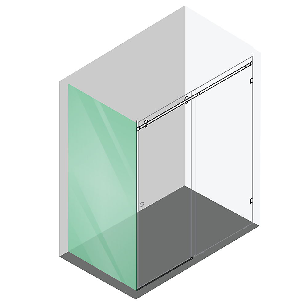 150x100cm Frameless Glass Sliding Corner Shower with Gold Rail and Hardware