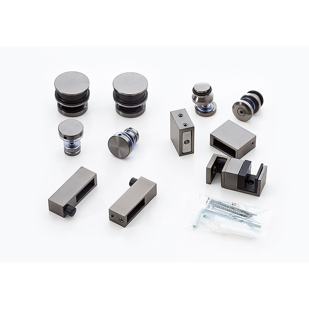 160x80cm Frameless Glass Sliding Corner Shower with Gunmetal Rail and Hardware