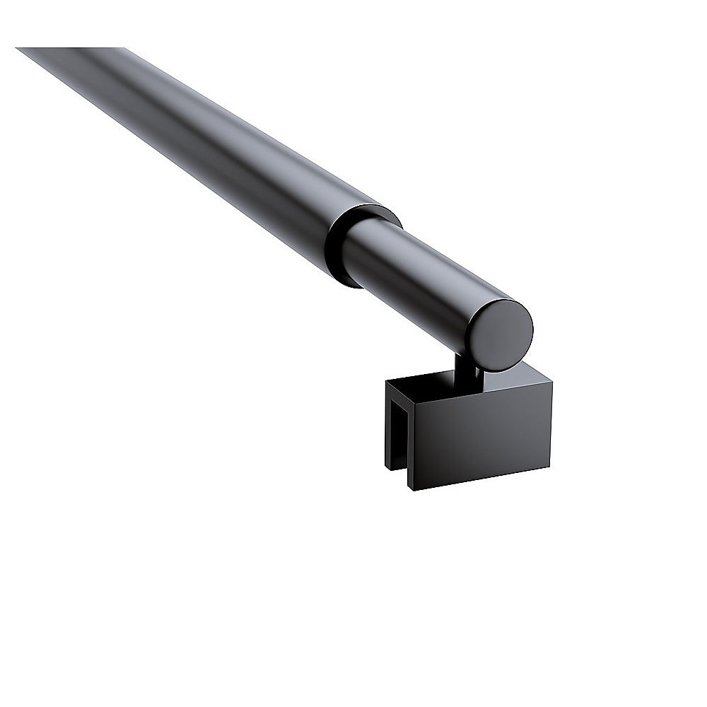 70cm Reeded Single Shower Glass Screen with Black F-brackets & Round Pole