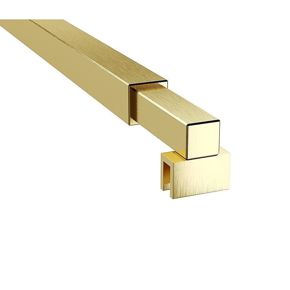 70cm Reeded Single Shower Glass Screen with Gold U-brackets & Square Pole