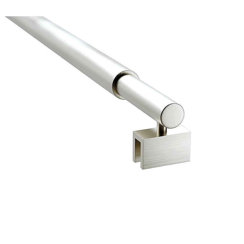 70cm Reeded Single Shower Glass Screen with Nickel U-brackets & Round Pole