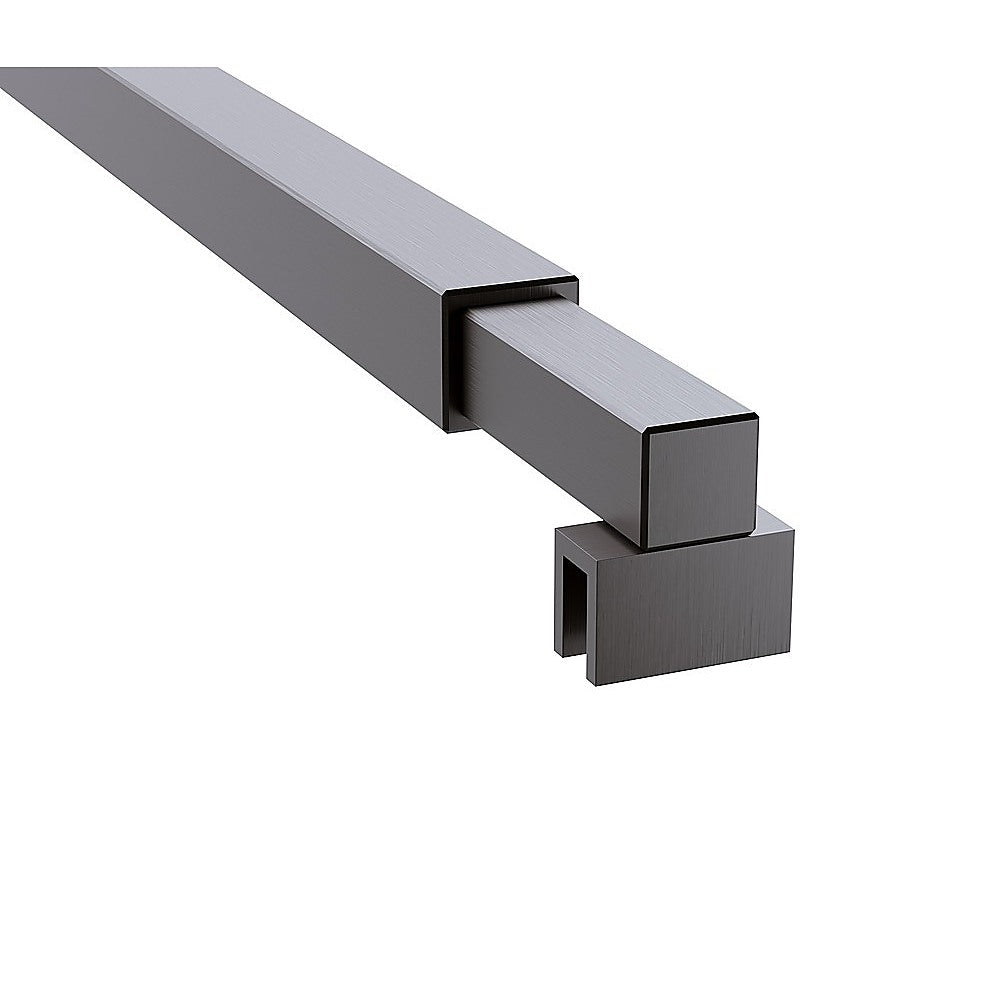 80cm Reeded Single Shower Glass Screen with Gunmetal F-brackets & Square Pole