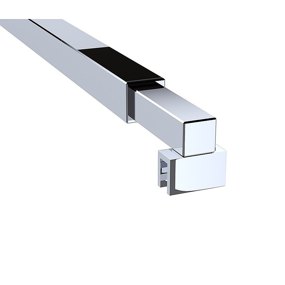 90cm Reeded Single Shower Glass Screen with Chrome U-brackets & Square Pole