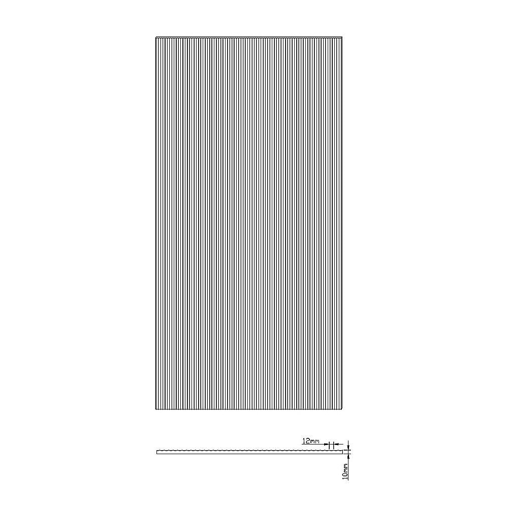 100cm Reeded Single Shower Glass Screen with Chrome Wall F-Brackets