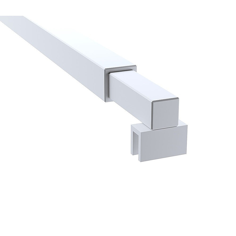 100cm Reeded Single Shower Glass Screen with White U-brackets & Square Pole