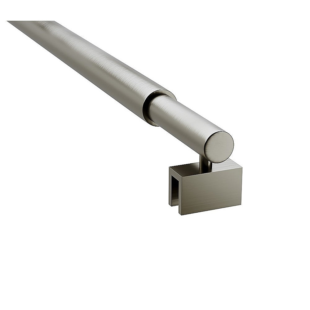 80cm Reeded Single Shower Glass Screen with Gunmetal Wall Channel & Round Pole
