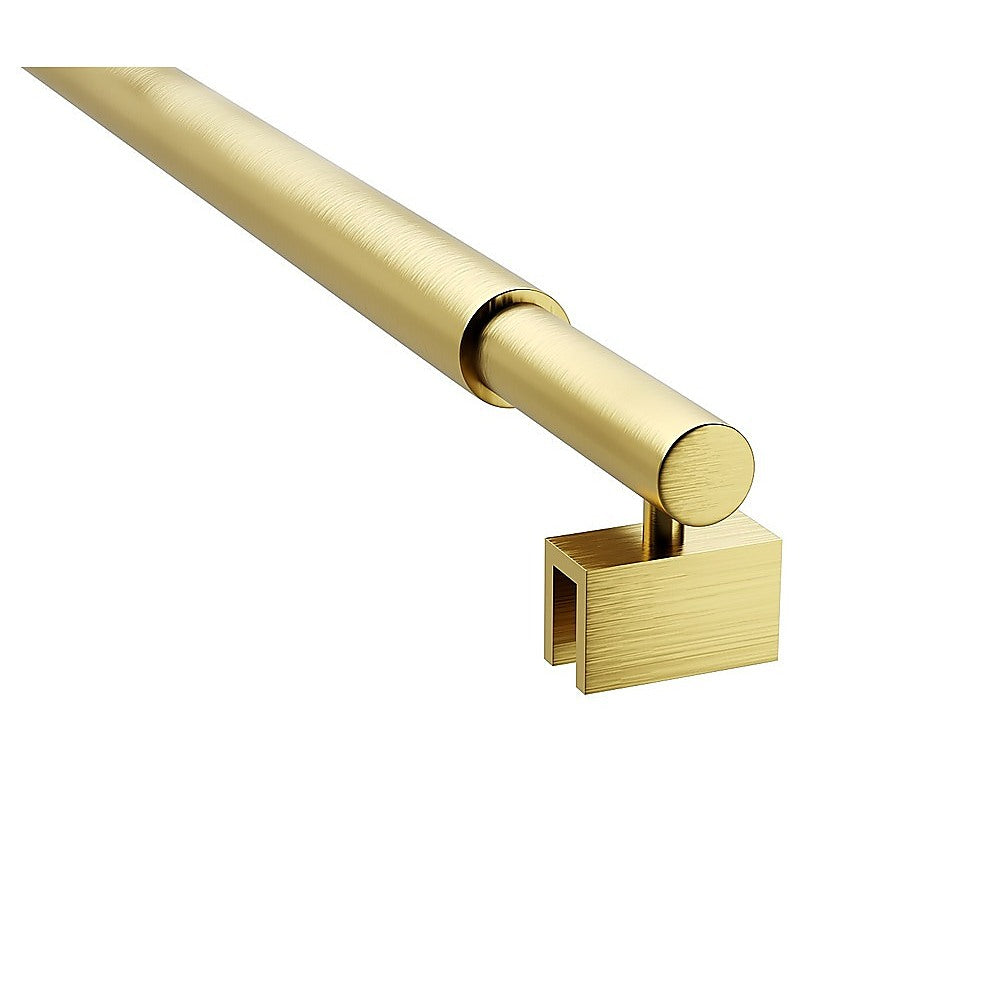 90cm Reeded Single Shower Glass Screen with Gold Wall Channel & Round Pole