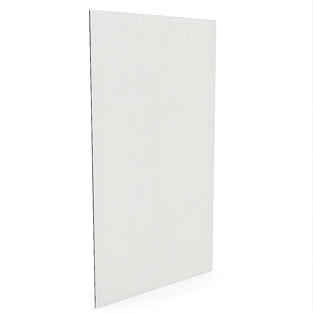 120cm Reeded Single Shower Glass Screen with White Wall Channel & Square Pole