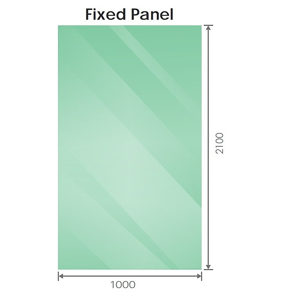 100x210cm Single Shower Glass Screen with Chrome Wall U-Brackets