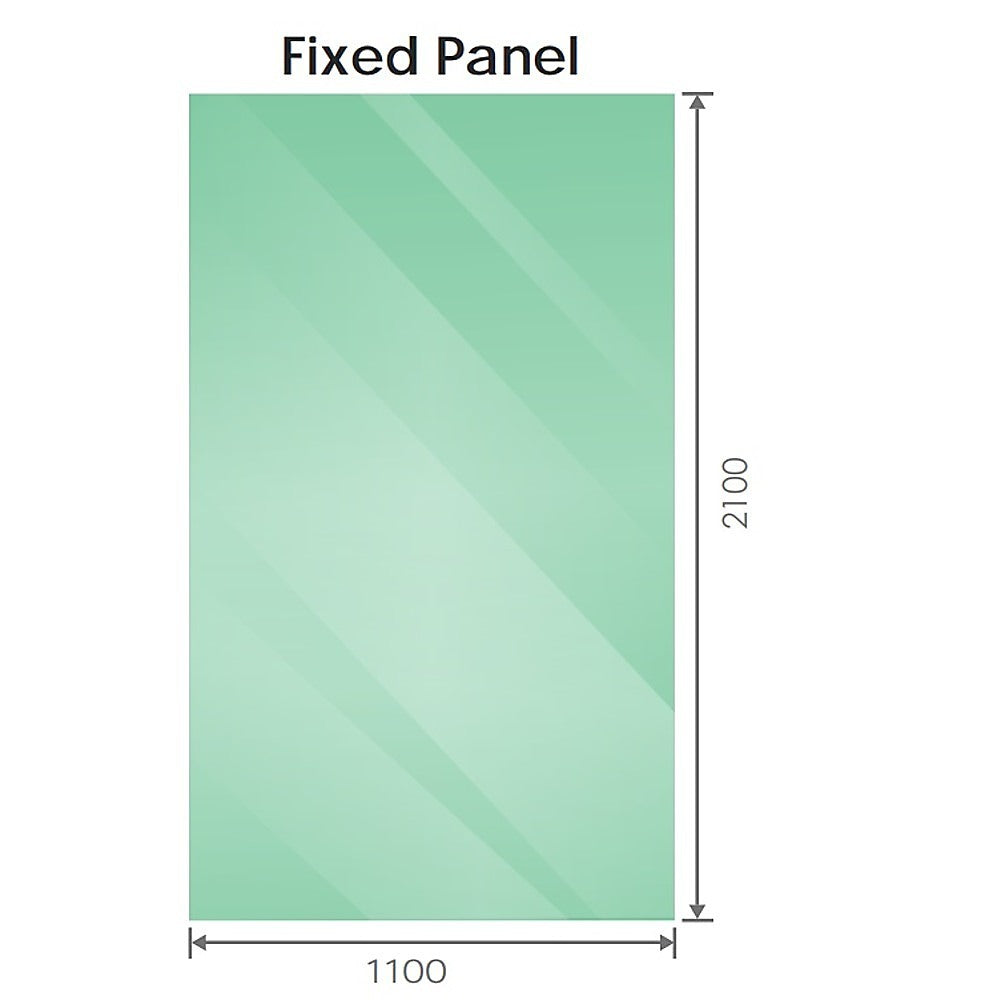 110x210cm Single Shower Glass Screen with Nickel Wall U-Brackets