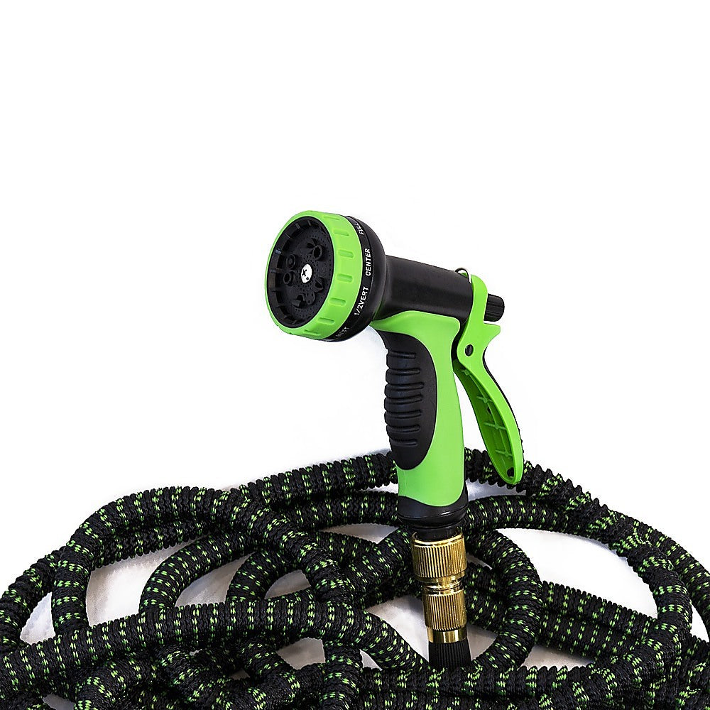 30m Heavy Duty Expandable Flexible Garden Hose with Water Spray Nozzle