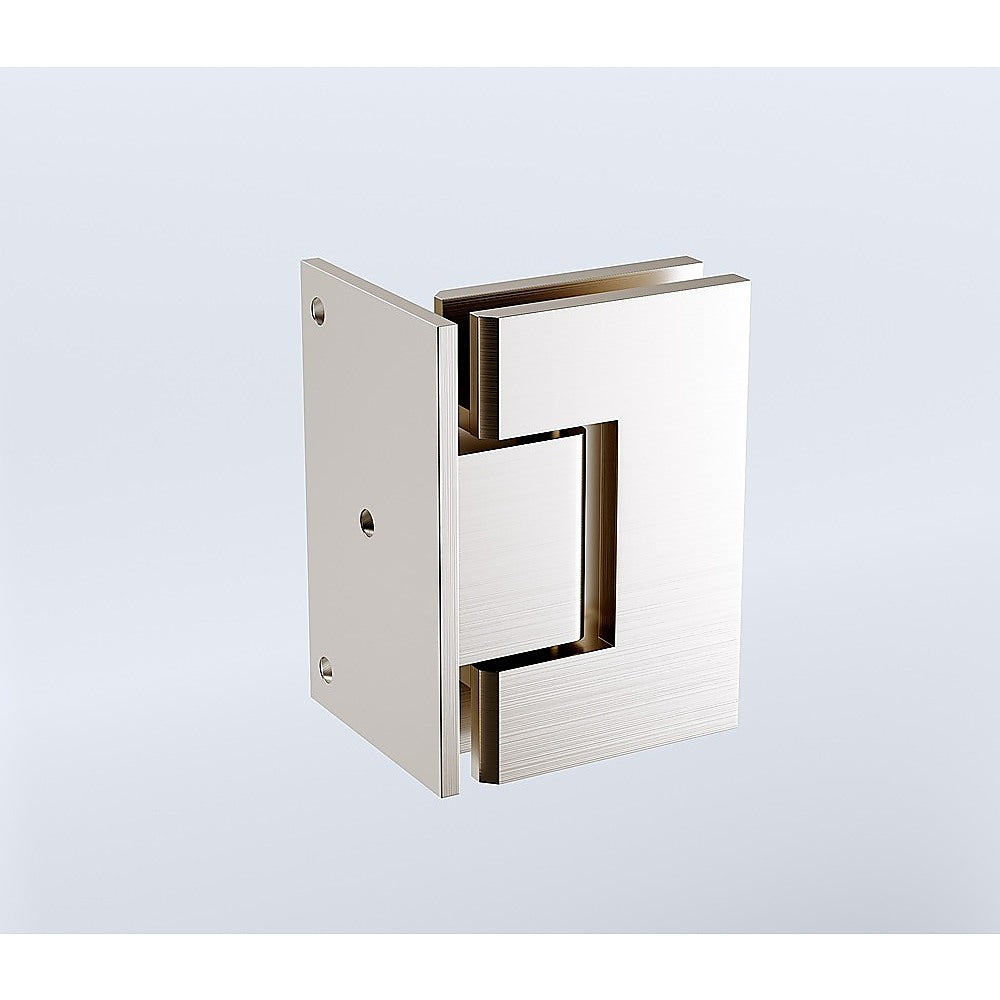 90° Brass Glass Shower Door L-Hinge in Nickel