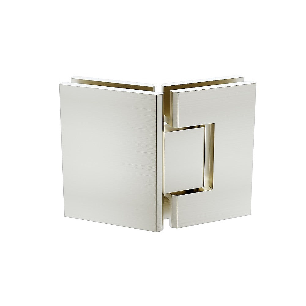 135° Glass-to-Glass Brass Square Shower Hinge in Nickel