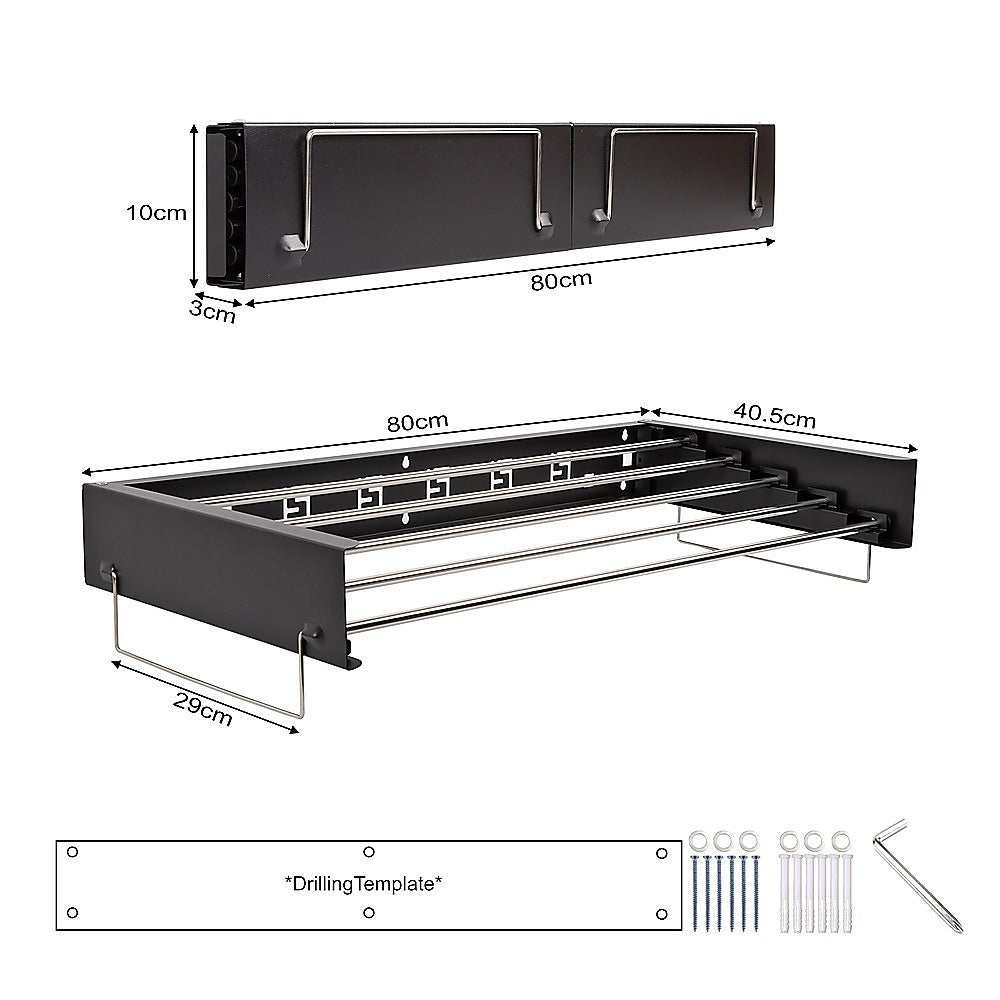 Collapsible Laundry Drying Rack – Wall Mounted Clothes Airer for Indoor or Outdoor