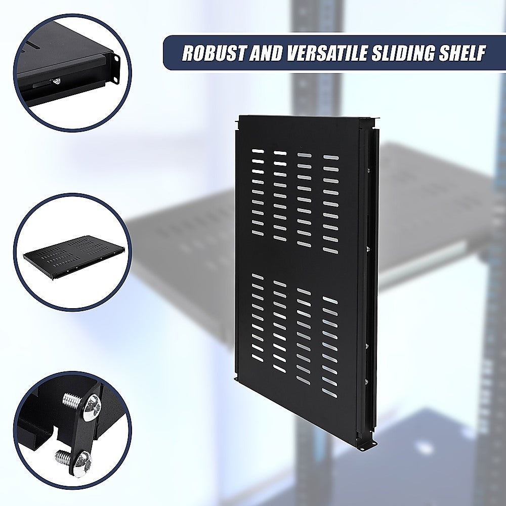 1U 1RU Sliding Shelf 26" Inch Deep Vented for 19" Rack System Server Cabinet