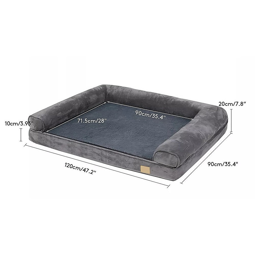 XL Large Orthopedic Dog Bed 3-Side Comfort Bolster Padded Calming Mattress Bed