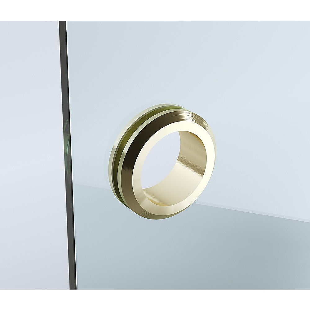 90cm Frameless Diamond Shower Screen – Gold U-Brackets Detailing with Durable SS Hinges