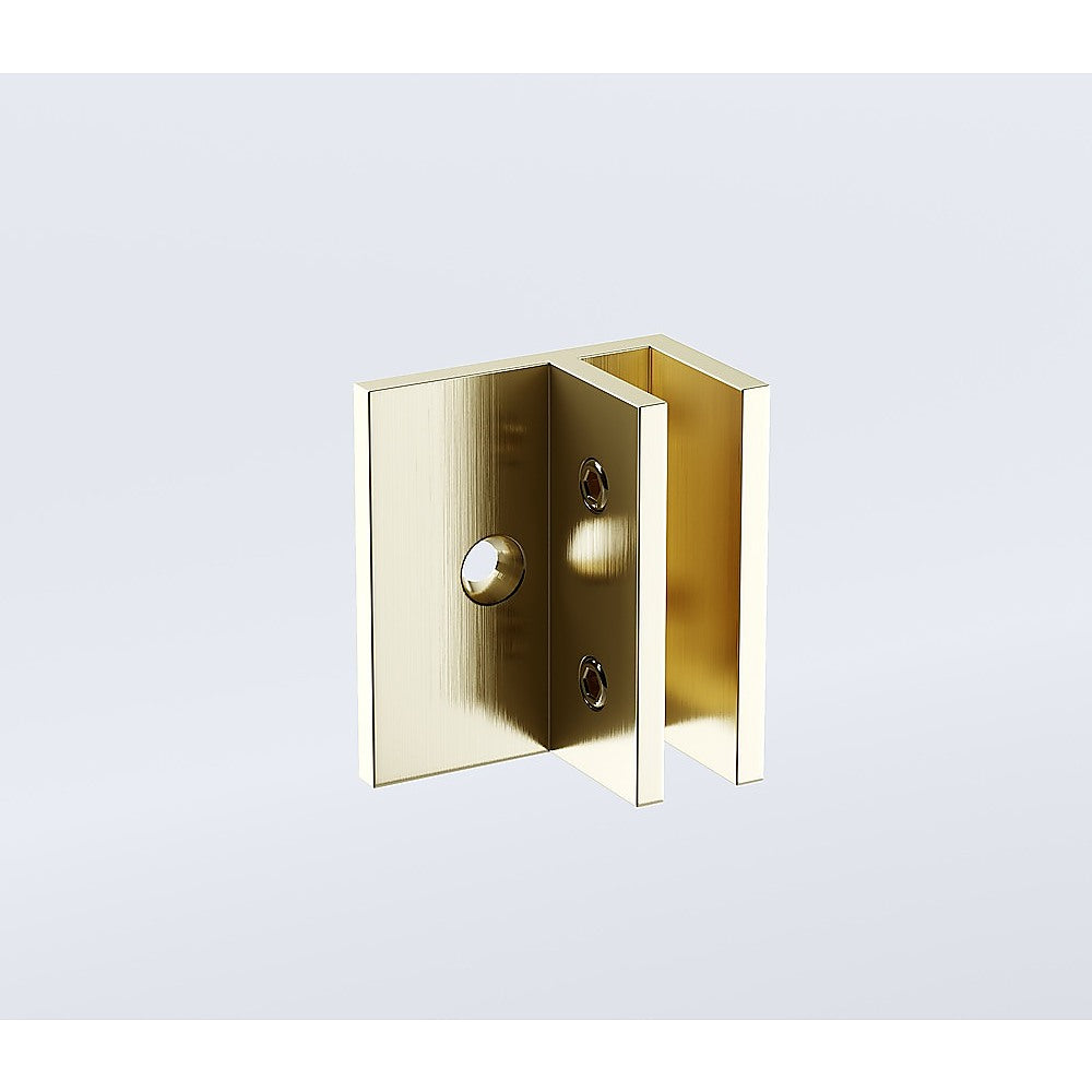 110x110cm Corner Frameless Shower Screen with Gold Brackets and SS Hinges, Round Handle