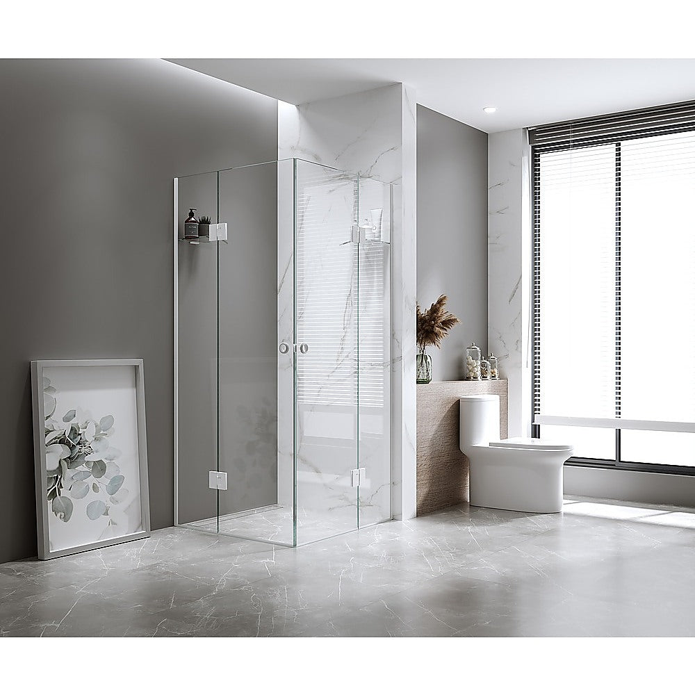 90x90cm Double Door Corner Shower with Nickel Channels and SS Hinges, Round Handle